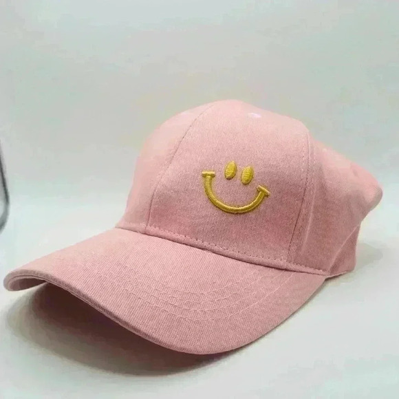 Woman’s Pink Embroidered Smiley Baseball Cap - Picture 3 of 7